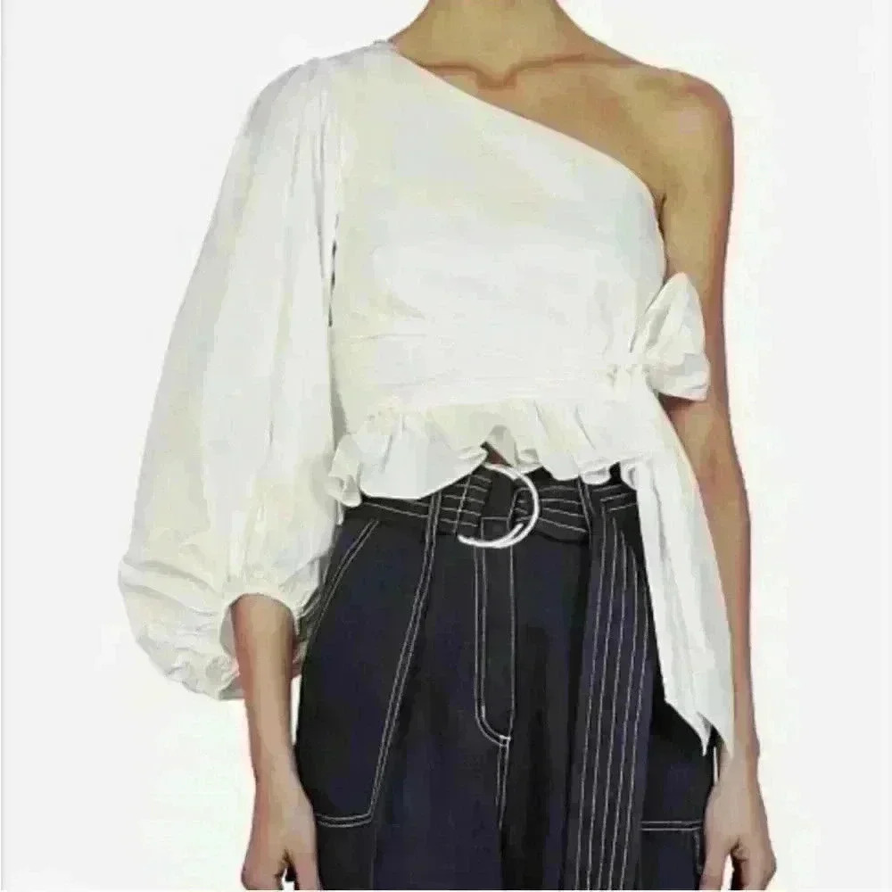 NWT Shona Joy Drake One Shoulder Polplin